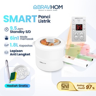 BRAVHOM Panci Listrik Serbaguna Kukusan 1.8L 6in1 Anti Lengket Perlindungan Terlalu Panas BL-EP01