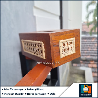 TERLARIS Kotak Tissue Aesthetic Kayu & rotan Moto Ero anyaman  // Kotak tisu Murah kerajinan rotan