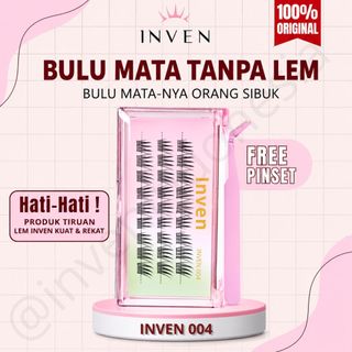 (LANGSUNG TEMPEL) INVEN 004 Bulu Mata Palsu TANPA LEM Premium Eyelash Cat Eye Look . KODE: 004 FREE PINSET / Tweezer hasil natural extensions bulumata bulu mata H004