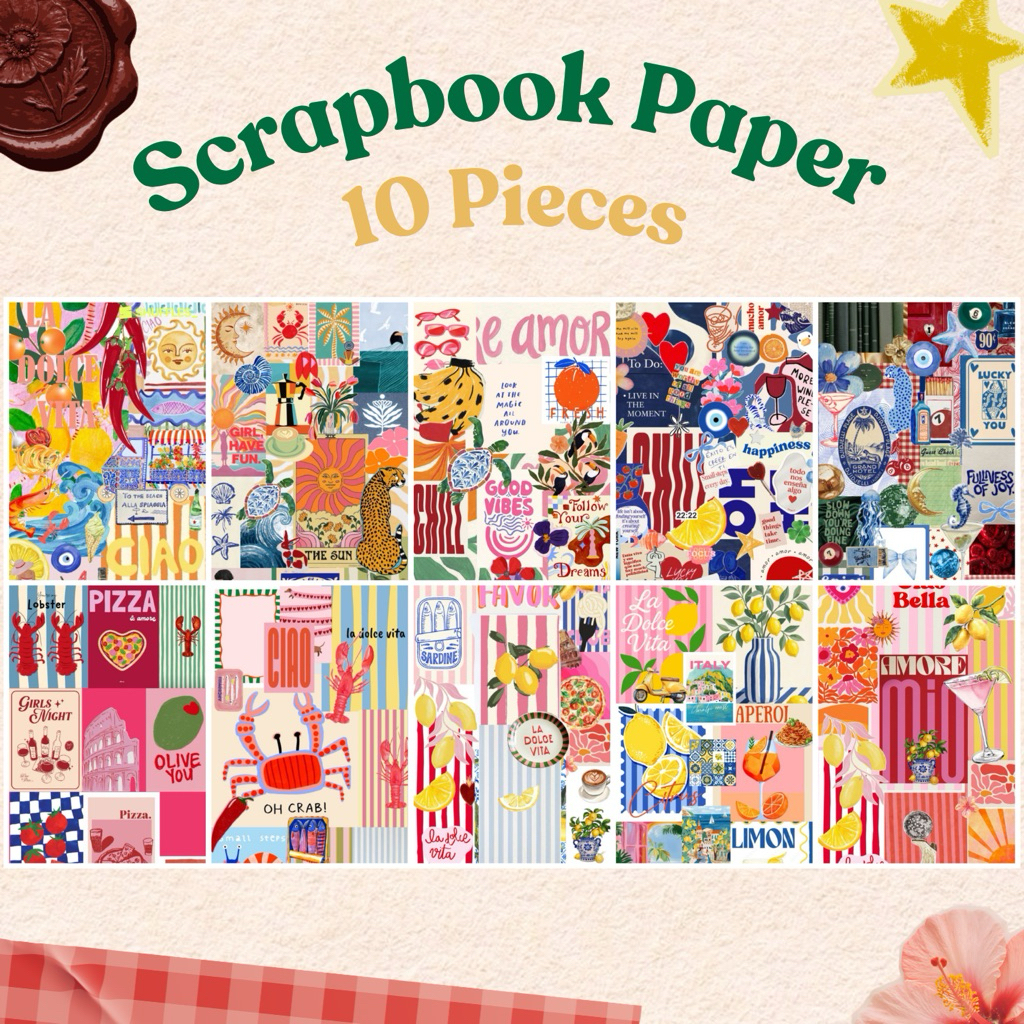 กระดาษ SCRAPBOOK สําหรับตกแต่ง, DECOUPAGE, JUNK JOURNAL, วาดรูป