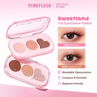 [NEW]PINKFLASH Sweetland Trio Eyeshadow Palette Pocket Compact High Pigmentation Buildable Blendable Non Patchy Non Muddy Travel Friendly