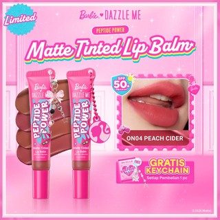 BARBIE X DAZZLE ME Peptide Power Matte Tinted Lip Balm SPF50+ PA++++ Soft-Focus Matte Finish Lip Balm Formula matte 24 jam Blurring Matte Care dan Memberikan Perlindungan dari Sinar UV