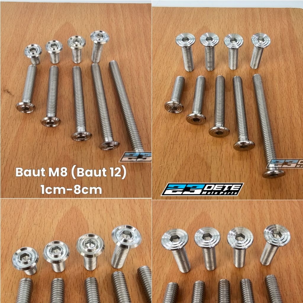 สแตนเลส L Bolts Slim Plain & Spiral M8 (เกลียว 12) 1.5 ซม. 2 ซม. 2.5 ซม. 3 ซม. 3.5 ซม. 4 ซม. 5 ซม. 6