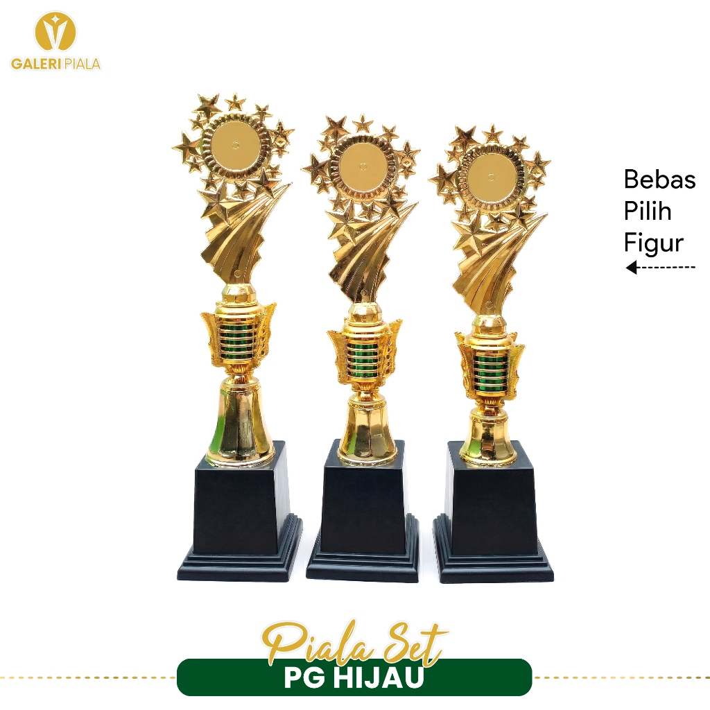 HIJAU 1 ชุดถ้วยแชมป์ 123 รุ่น PG เจดีย์สีเขียว Cool Trophy ง่ายต่อการประกอบถ้วยรางวัลที่กําหนดเองการ