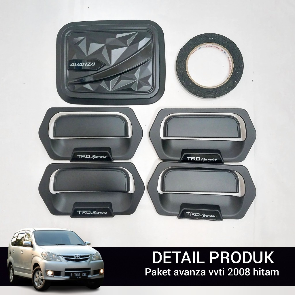 มือจับประตูด้านนอกและแพ็คเกจฝาถังสําหรับ Avanza VVTI 2008 สีดําด้าน