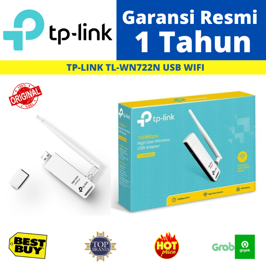 อะแดปเตอร์ USB WiFi ไร้สาย TPLink Tp Link TL-WN722N พร้อมเสาอากาศ TP-Link 722N