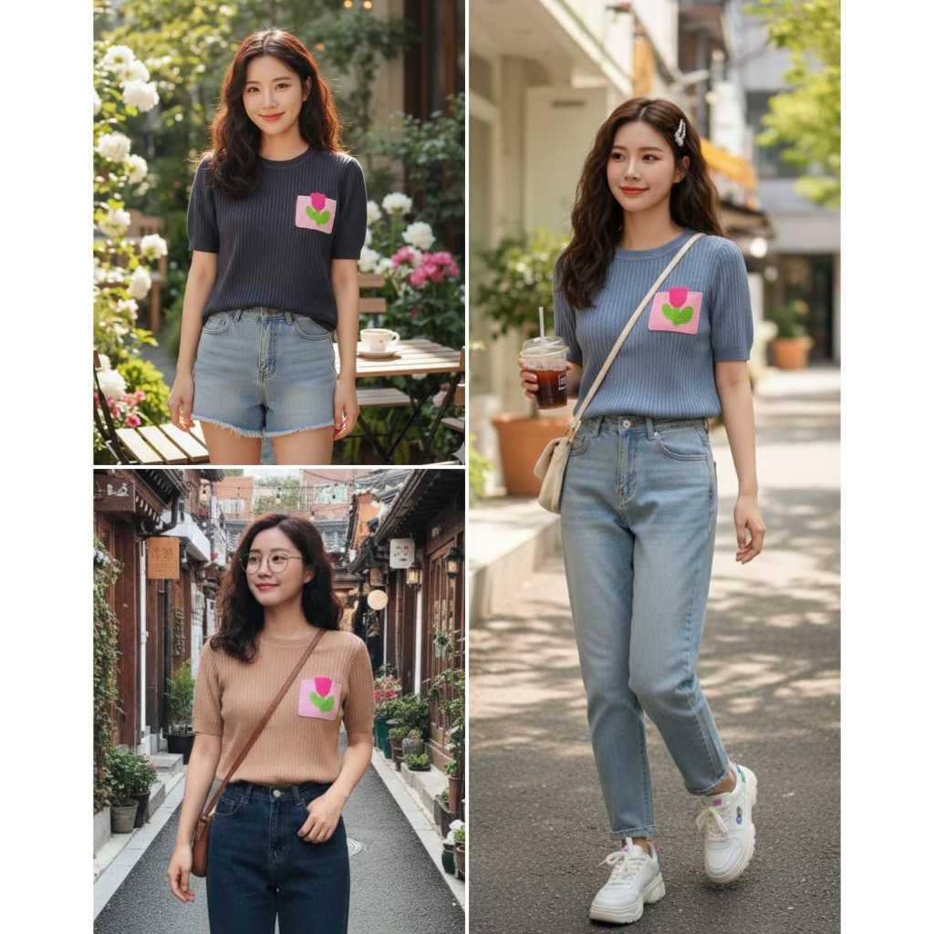 KATUN TOPPING COLLECTION - SOFT COTTON KNIT TOP POCKET CROCHET KNIT GIANTS GI-ANTS