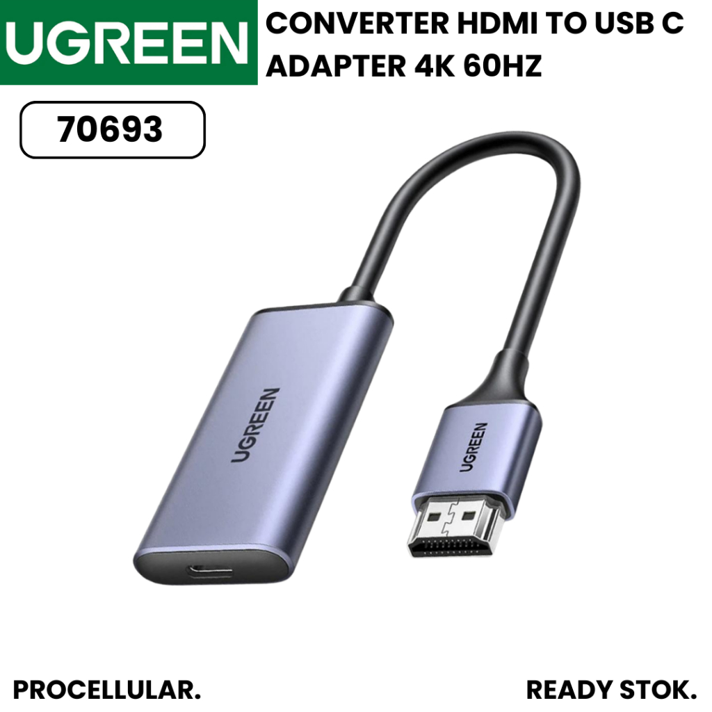 Ugreen Converter สาย HDMI อะแดปเตอร์ชายเป็น USB C หญิง 4K 60Hz 70693