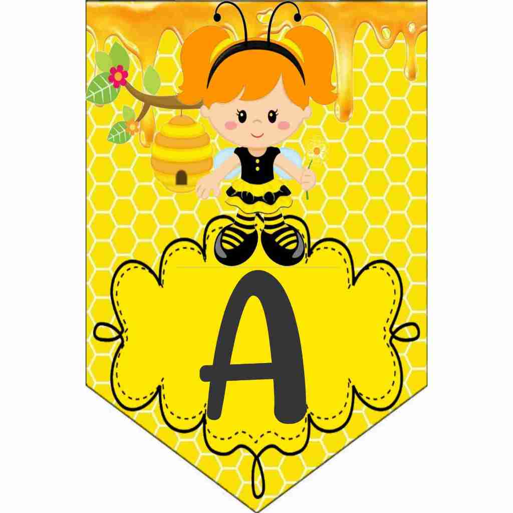 BUNTING FLAG / BANNER FLAG BIRTHDAY (SINGLE) CUSTOM BEE CHARACTER