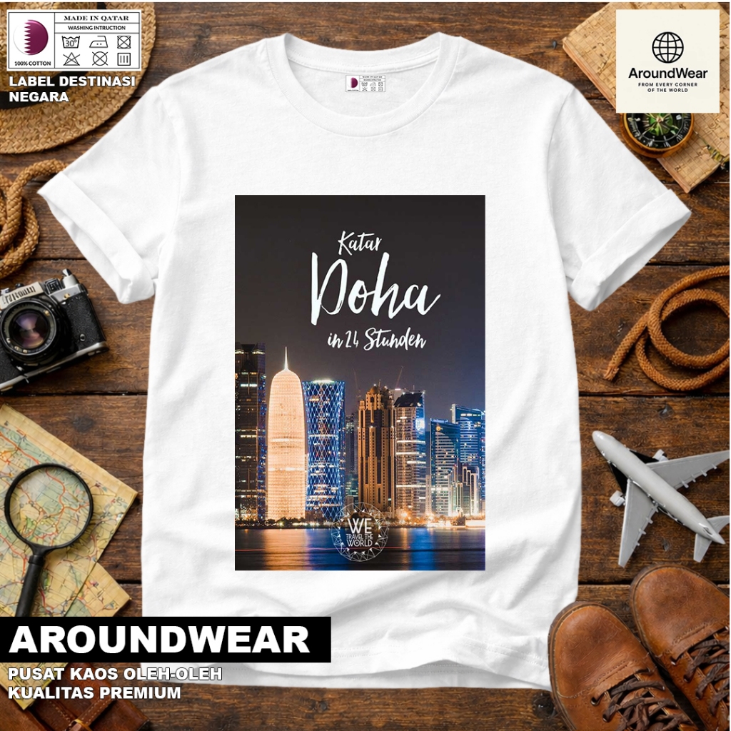 QATAR 22 SOUVENIR T-SHIRT WITH A COUNTRY TAG, QATAR COTTON 30S, PREMIUM GIFT SOUVENIR