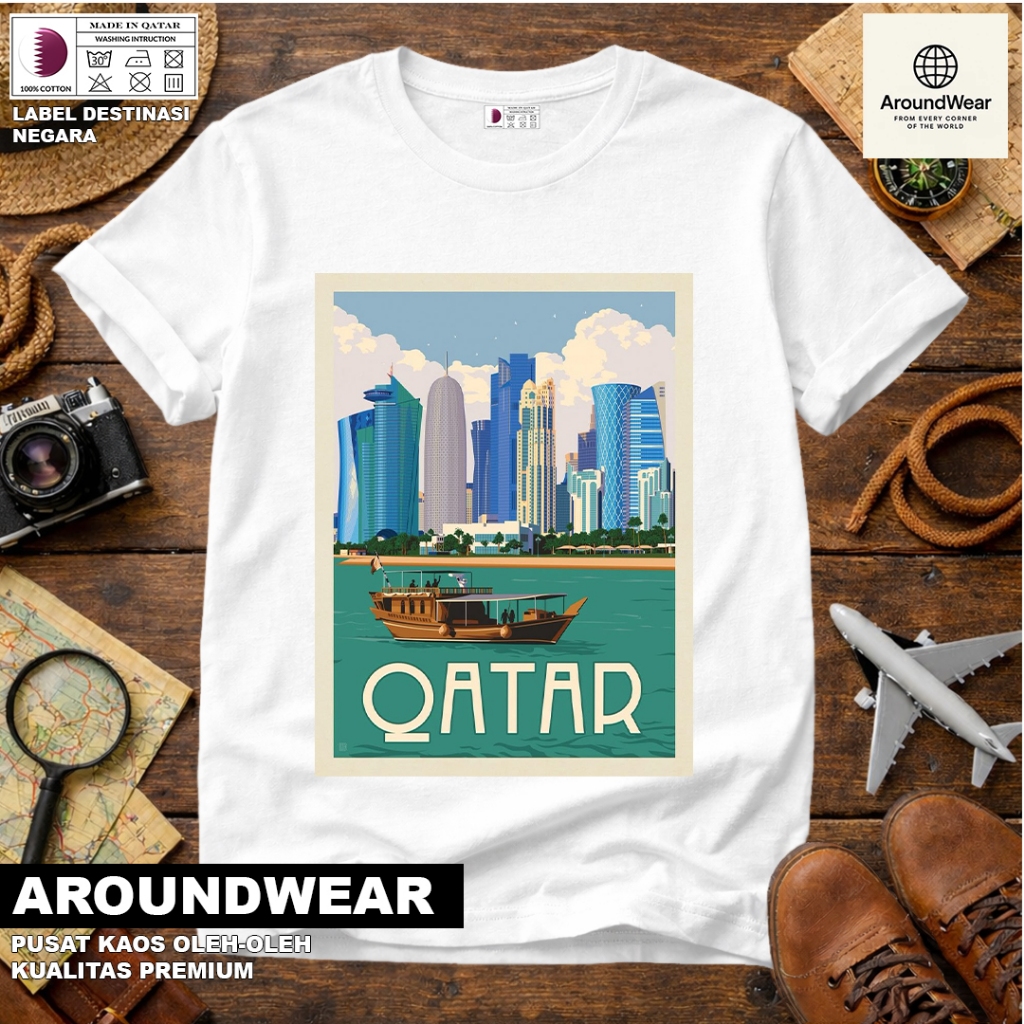QATAR 30 SOUVENIR เสื้อยืด WITH A COUNTRY TAG, QATAR COTTON 30S, PREMIUM GIFT SOUVENIR