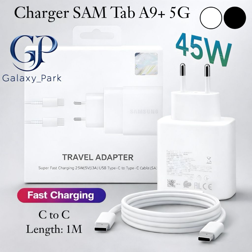 เครื่องชาร์จ 45w Sam Galaxy TAB A9+ 5G Type C ชาร์จเร็วสุด 45 วัตต์ PD C ถึง C Cable 1M [GLX]