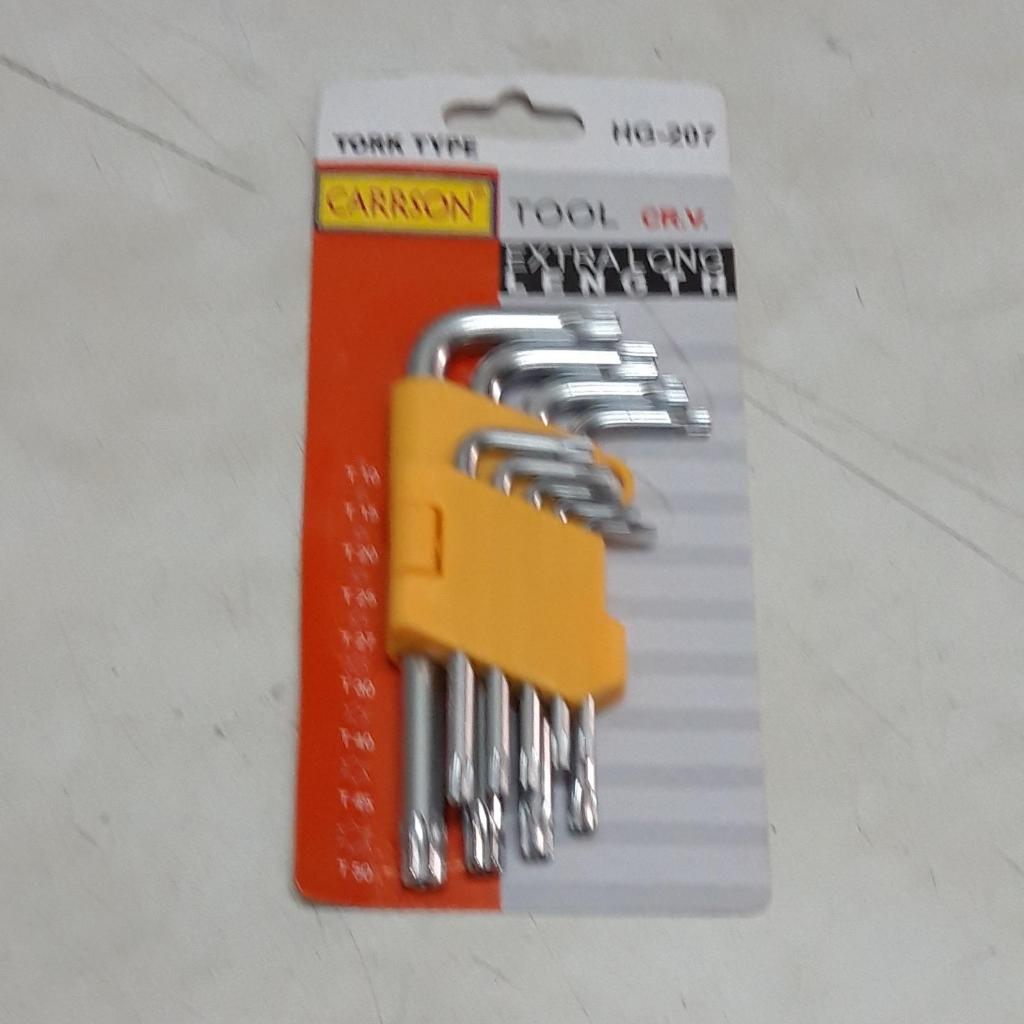 9 ชิ้น Short Star Torx 10-50 Carrson ชุดประแจรูปตัว L