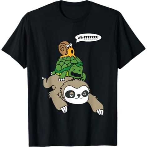 เสื้อผ้าเด็ก Sloth เต่าหอยทาก Piggyback สัตว์วิ่งเสื้อยืดป่า