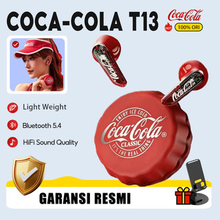 Coca-Cola T13 Headset Bluetooth Wireless TWS Desain Toples Botol Klasik Elegan HiFi Sound Surging Bass & Touch Control