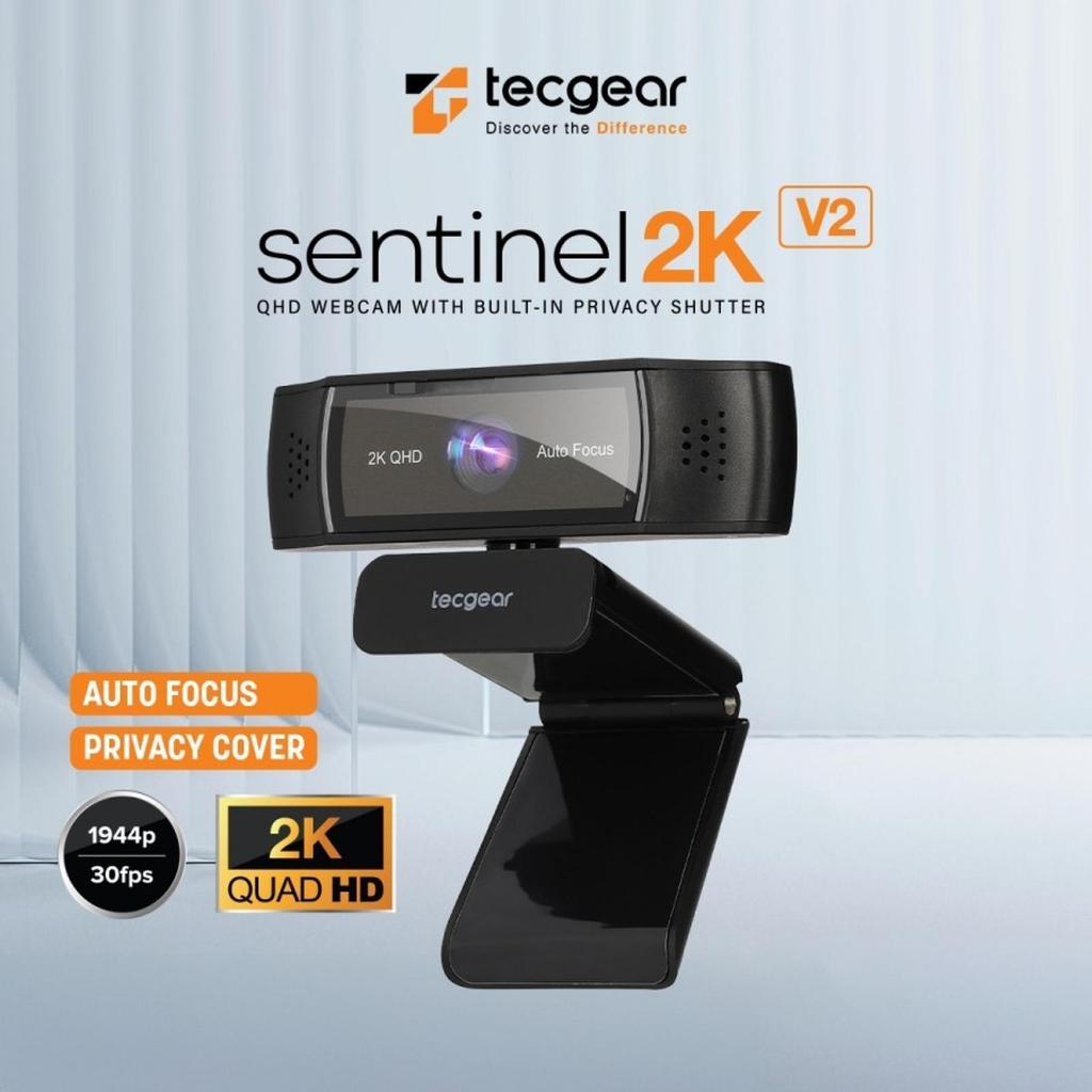 TECGEAR เว็บแคม 2K AF ความเป็นส่วนตัวชัตเตอร์ไมค์ USB 2.0 1.4m QHD 2K Anti-Spy TBWC-STN2KV2