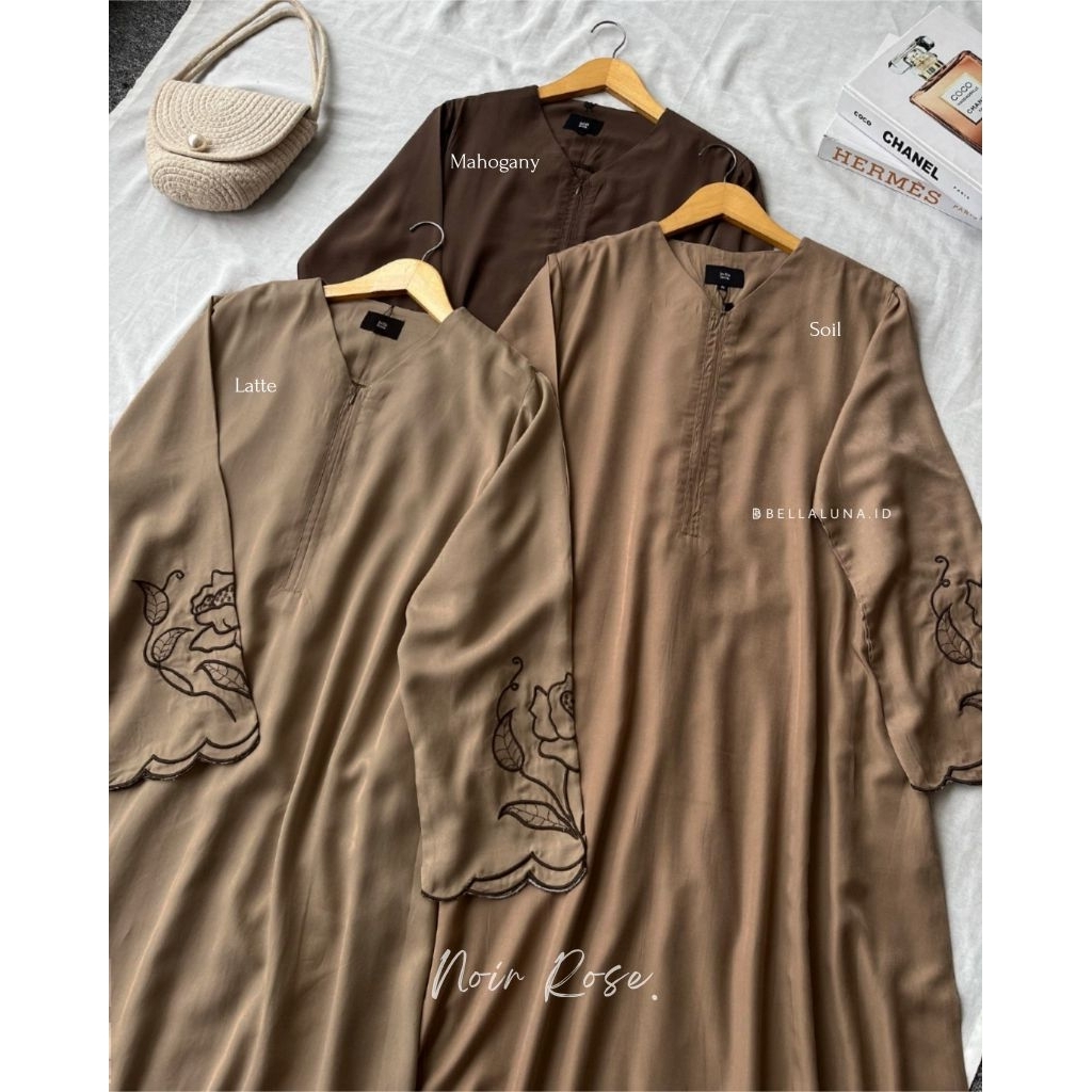 NOIR ROSE ABAYA BELLALUNA TENCEL NUBUCK FABRIC