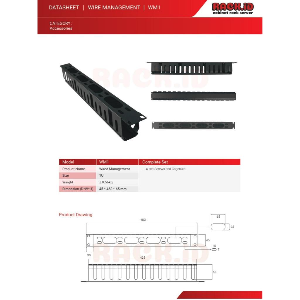 อุปกรณ์เสริมสายไฟ RACK ID 1U 2U 1U + 5RING ลวดการจัดการอุปกรณ์เสริม RACK ID