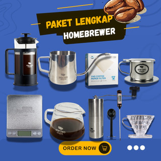 Paket Hemat Homebrewer Alat Pembuat Seduh Kopi Rumahan Full Set Manual Brew V60 Coffee Kertas Stainless Steel