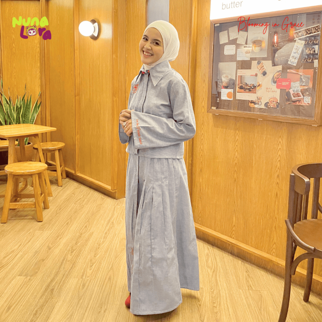 เสื้อสูทยีนส์ผู้หญิงสําหรับอี๊ด | Nujealora - Florette Denim Set Powder Blue