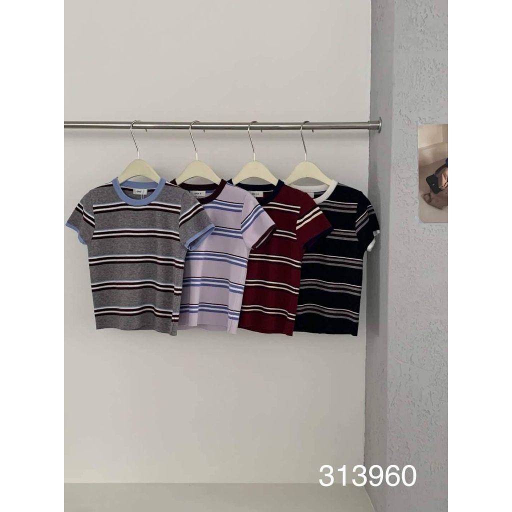 [LC] ONE-K 313960 CASUAL STRIPED KNIT TOP