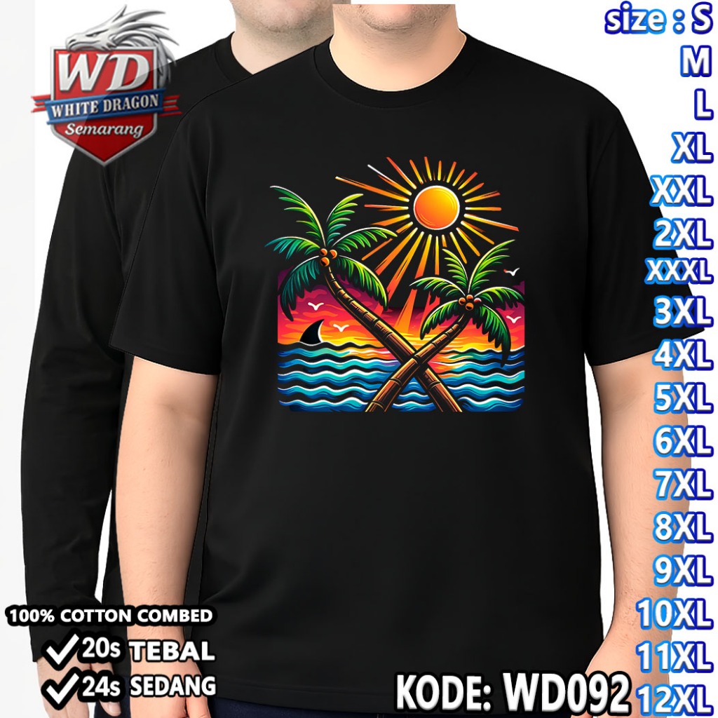 เสื้อยืด BEACH รหัสขนาดใหญ่ WD092 JUMBO 2XL 3XL 4XL 5XL 6XL 7XL 8XL 9XL 10XL 11XL 12XL