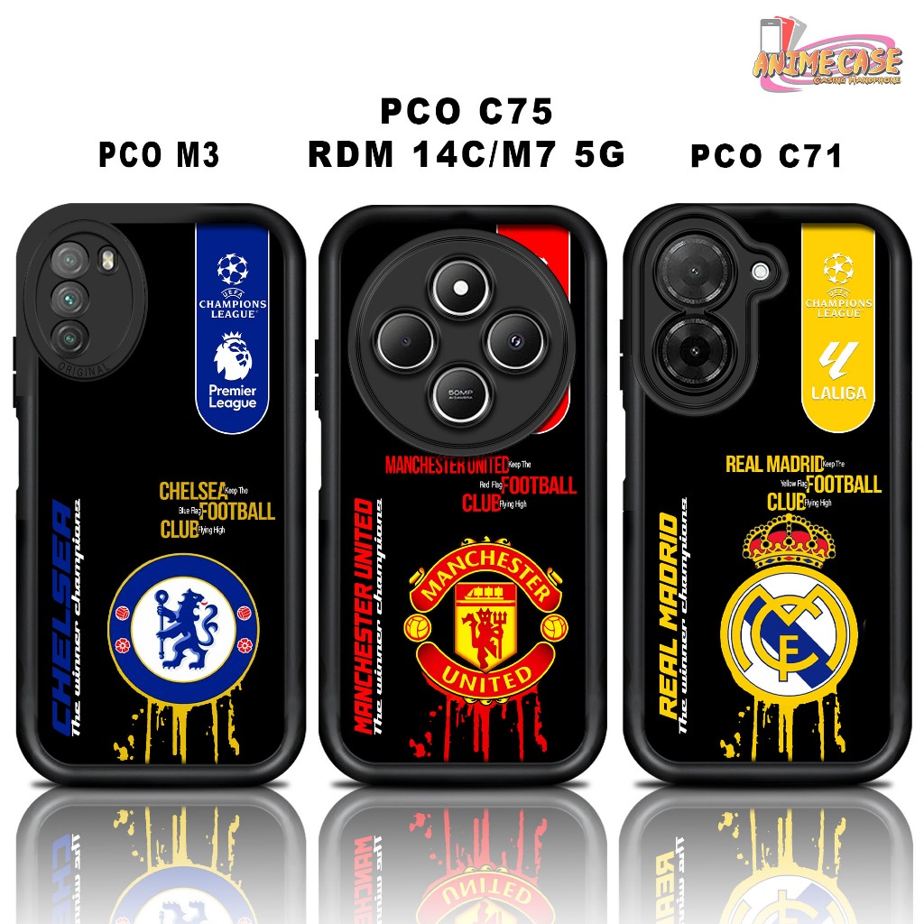 Softcase glossy POCO M3 C75 REDMI 14C M7 5G C71 Casing Case Hp Silicone Camera Protection FOOTBALLNW
