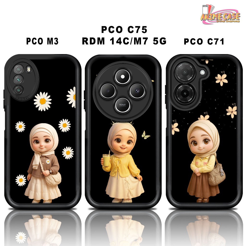 Softcase glossy POCO M3 C75 REDMI 14C M7 5G C71 Casing Case Hp Silicone Camera Protector HIJAB CUTE