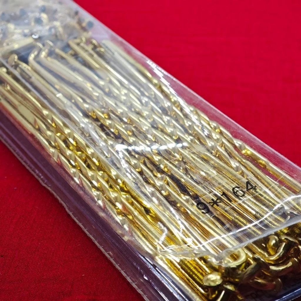 GOLD SPOKES THREAD 9X164 GOLD ชุด 36 ชิ้นจุกนม 9 X 164 9 มม. 164 มม. 9 มม. 164 มม. สากล 0.9 ซม. 16.4