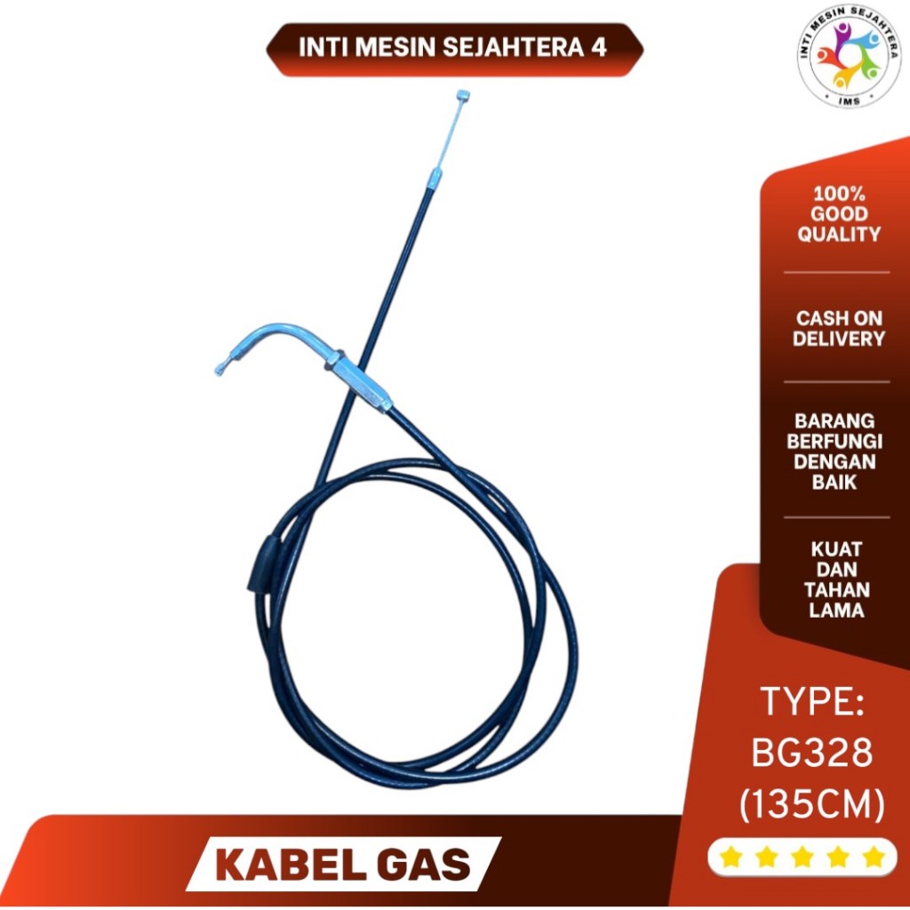 สายแก๊สมาตรฐาน BG328/ สายคันเร่ง ขนาด 135CM BG328 Universal ของแท้ 100%