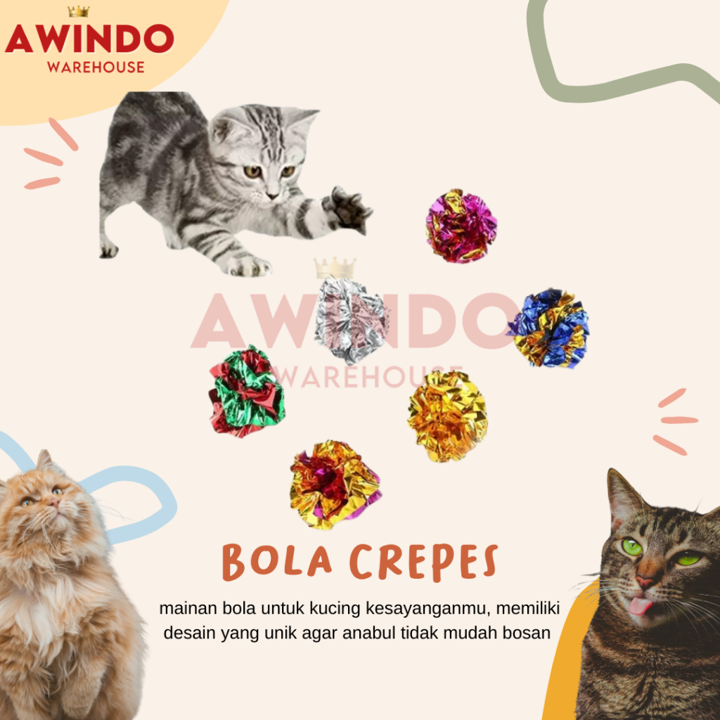 AWINDO CREPES BALL - ของเล่นลูกบอลแมวกีฬาแบบโต้ตอบ