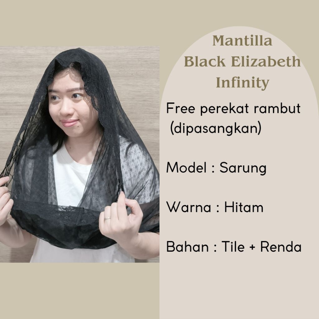 Mantilla Mantila Veil Mass Church Veil Black Elizabeth Infinity
