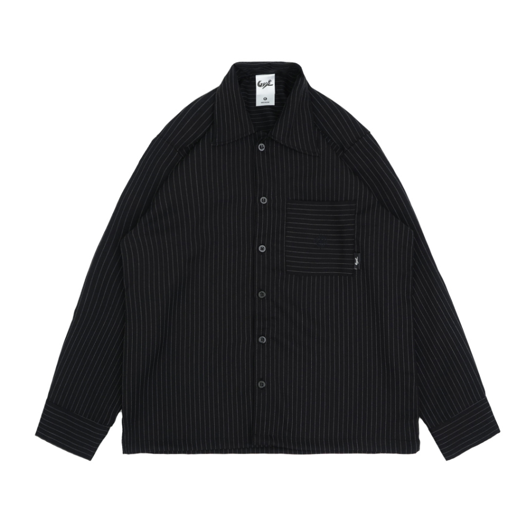 GVFI - เสื้อเชิ้ต Maison Stripe สีดํา