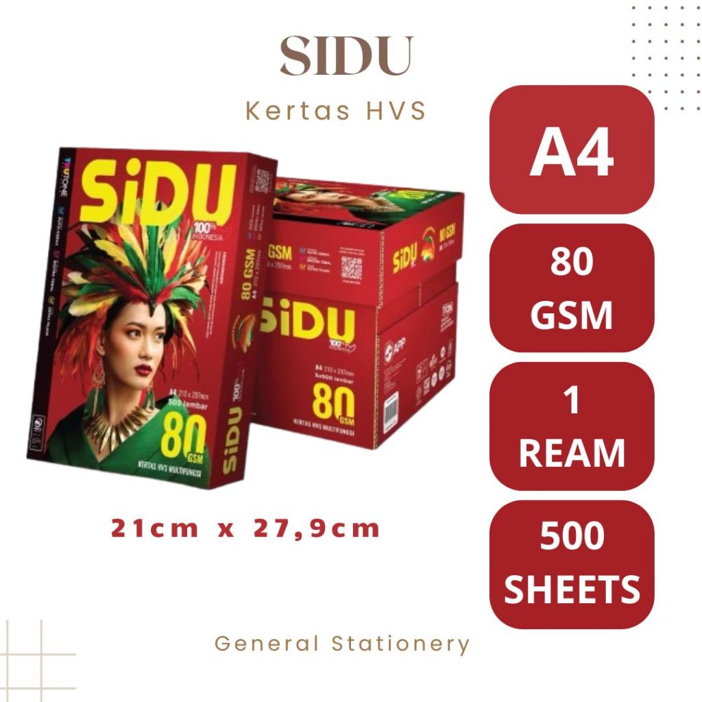 กระดาษ Sidu HVS A4 80 Gsm / HVS กระดาษภาพถ่าย Sinar Dunia A4 80 Gsm / 1 Ream