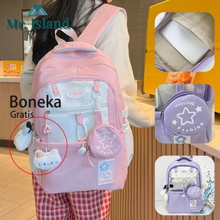 Mr. Island Tas ransel asli Korea kasual untuk ransel sekolah kapasitas besar wanita tahan air