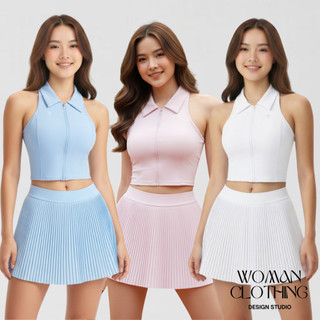 Womanclothing Set Olahraga Wanita Model Terbaru Ringan, Atasan & Rok Tennis, Padel, Gym, Golf Dll