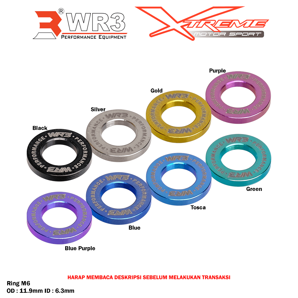 แหวนไทเทเนียม WR3 M6 OD 11.9mm ID 6.3mm / M8 OD 15.8mm ID 8.4mm / M10 OD 20mm ID 10.4mm
