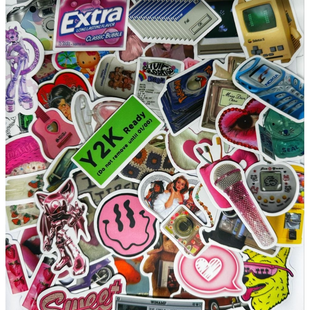 Y2K สติกเกอร์ไวนิล Bundle Y2K เคสโทรศัพท์สติกเกอร์ Y2K แล็ปท็อปสติกเกอร์ Vintage Y2K ความงาม 90s เด็