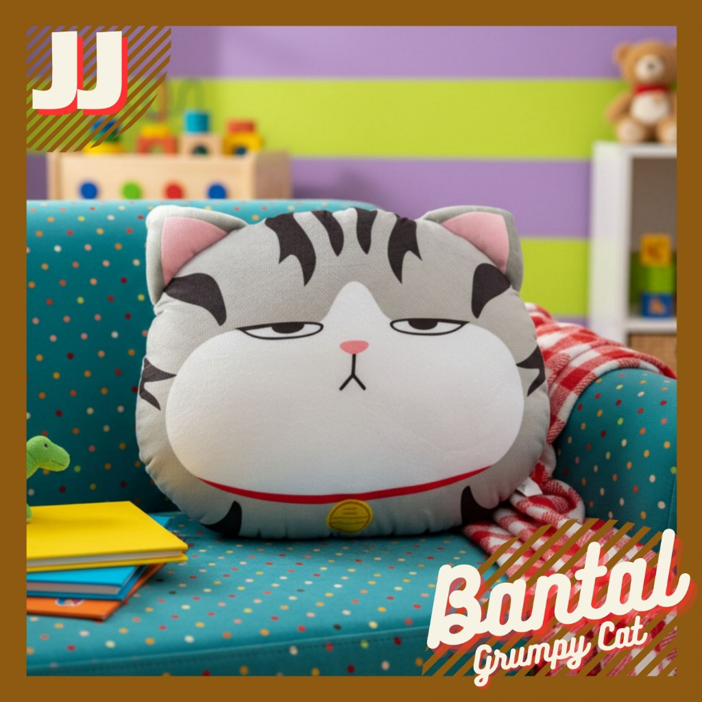 FURYU GRUMPY CAT HEAD PILLOW 40X35 CM