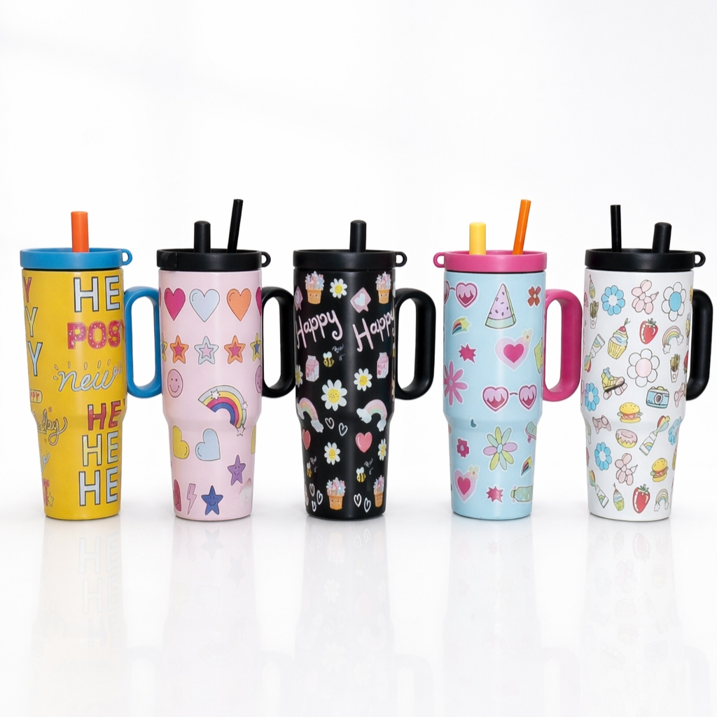 แก้วน้ําสแตนเลสต้านทานร้อนและเย็นพร้อม MOTIF/ 750ML STAINLESS 316 HANDLE TUMBLER/ แก้ว