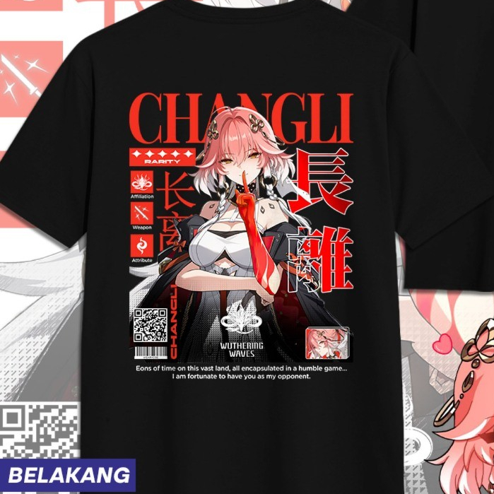 CHANGLI WUTHERING WAVES CHANGLI WUWA DB เสื้อยืด Unisex อะนิเมะเกมเสื้อยืดผู้ชายผู้หญิงสวมเสื้อ