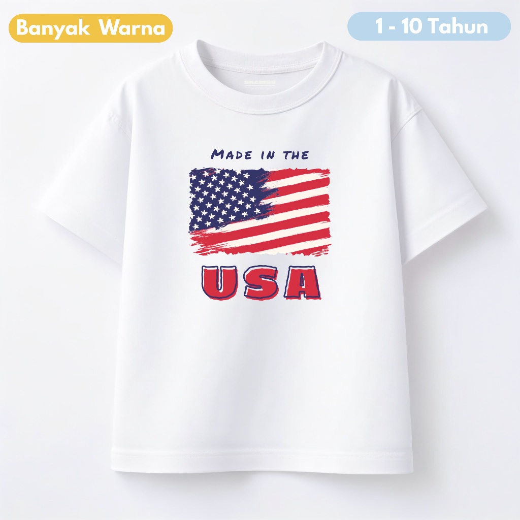 KATUN Usa American Flag เสื้อยืดเด็กผ้าฝ้าย 30s อายุ 1-10 ปีแขนสั้นชายหญิง