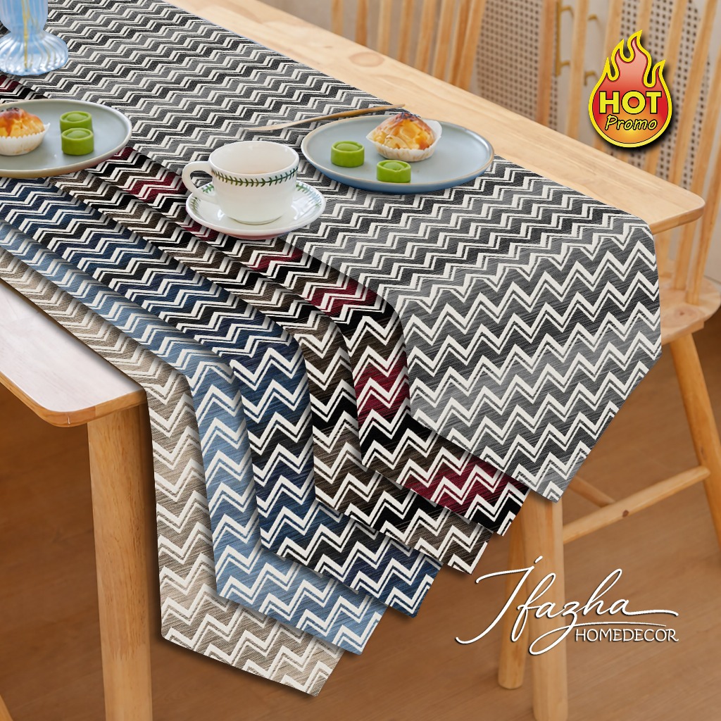 MERAH Modern Minimalist Dining Guest ผ้าปูโต๊ะ fazha หรูหราสวย Elegant Zig Zag Zigzag Geamertis Moti