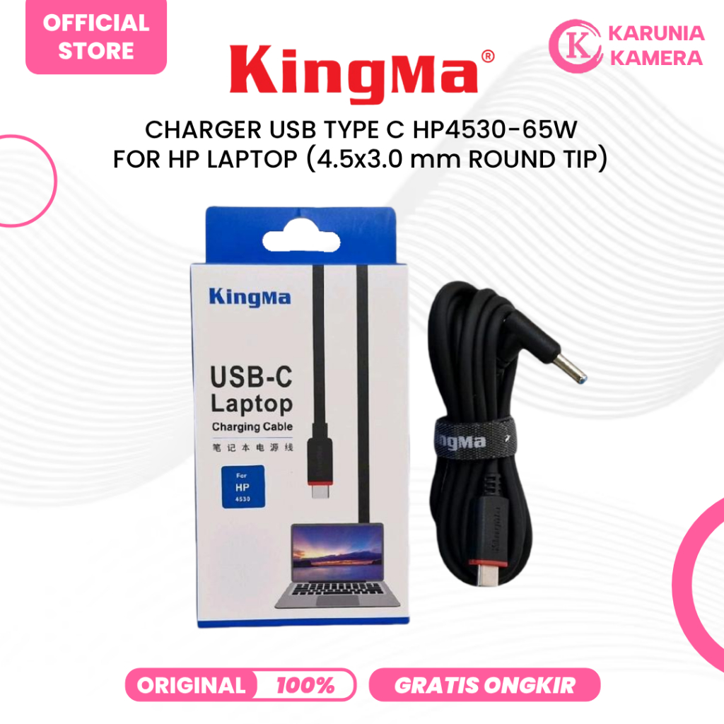 KingMa 1.8m USB C สายชาร์จสําหรับ HP USB C Fast PD Charger พร้อมปลายกลม 4.5x3.0 มม.เชื่อมต่อกับสายชา