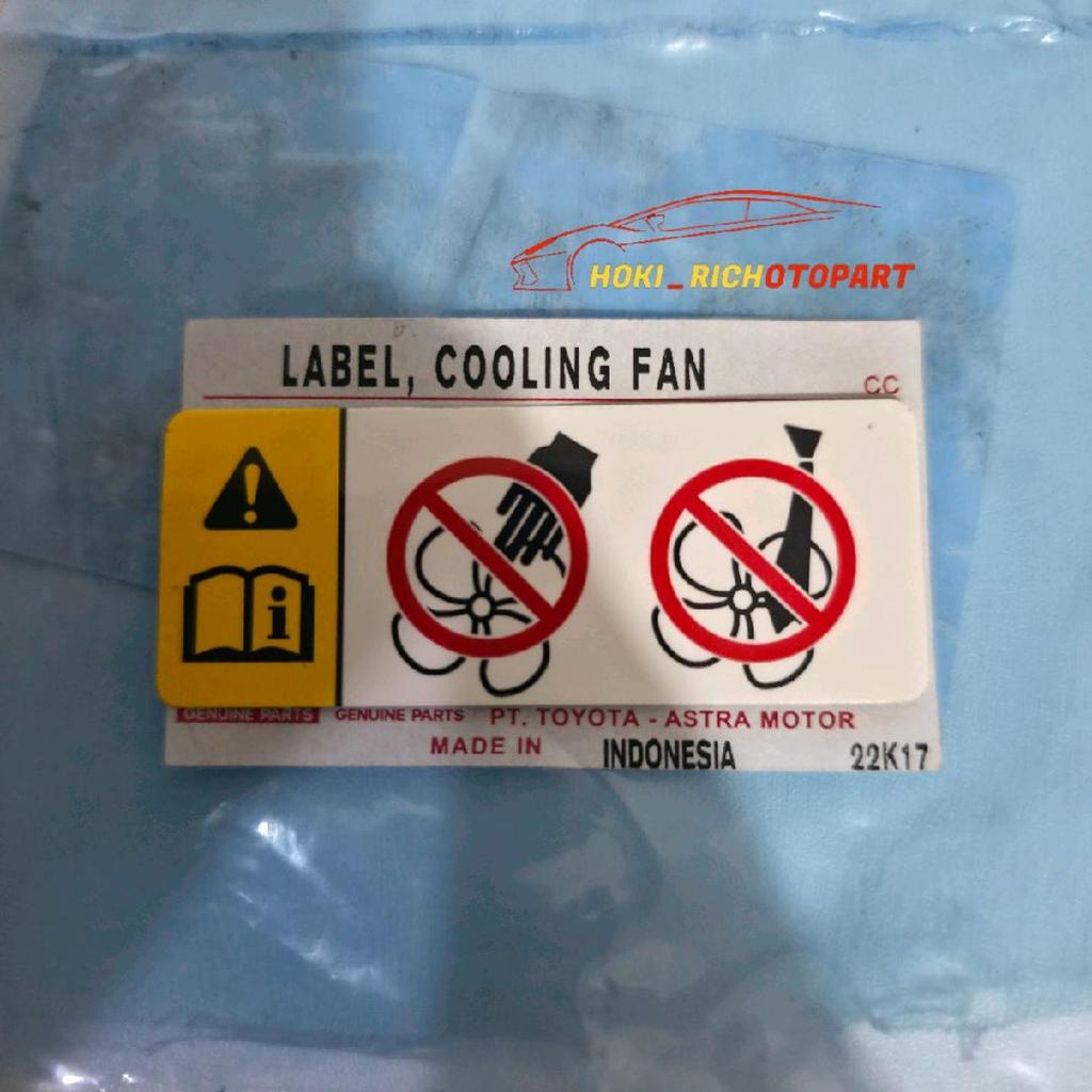 ต้นฉบับ TOYOTA SIENTA COOLING FAN LABEL STICKER PNP