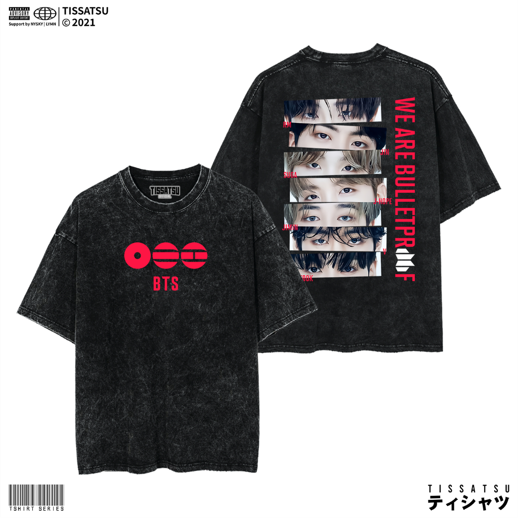TISSATSU WE ARE BULLETPR00F เสื้อยืด Oversize Washed / เสื้อยืด Kpop Wash Slimfit