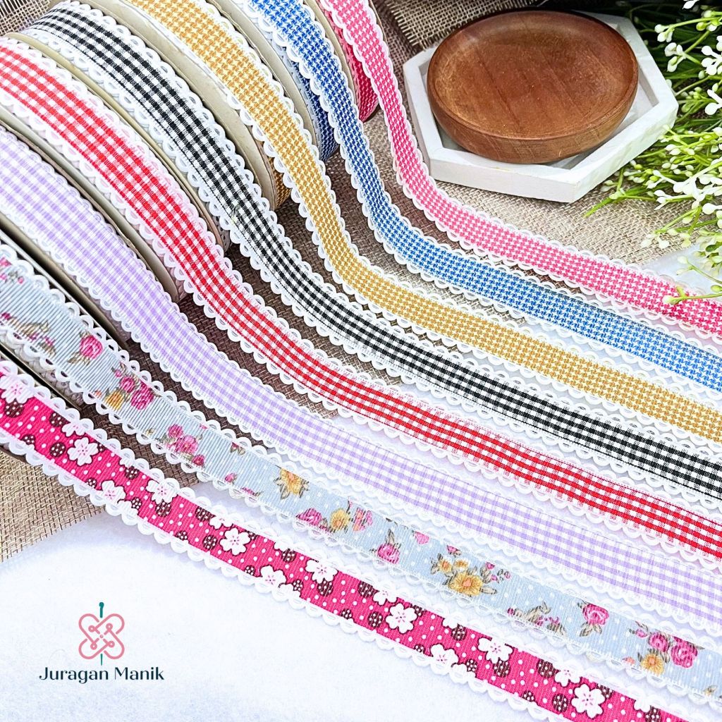 1R0LL SATIN TRIM RIBBON - VARIATION MOTIF BOW - VARIATION SATIN RIBBON 2ซม.