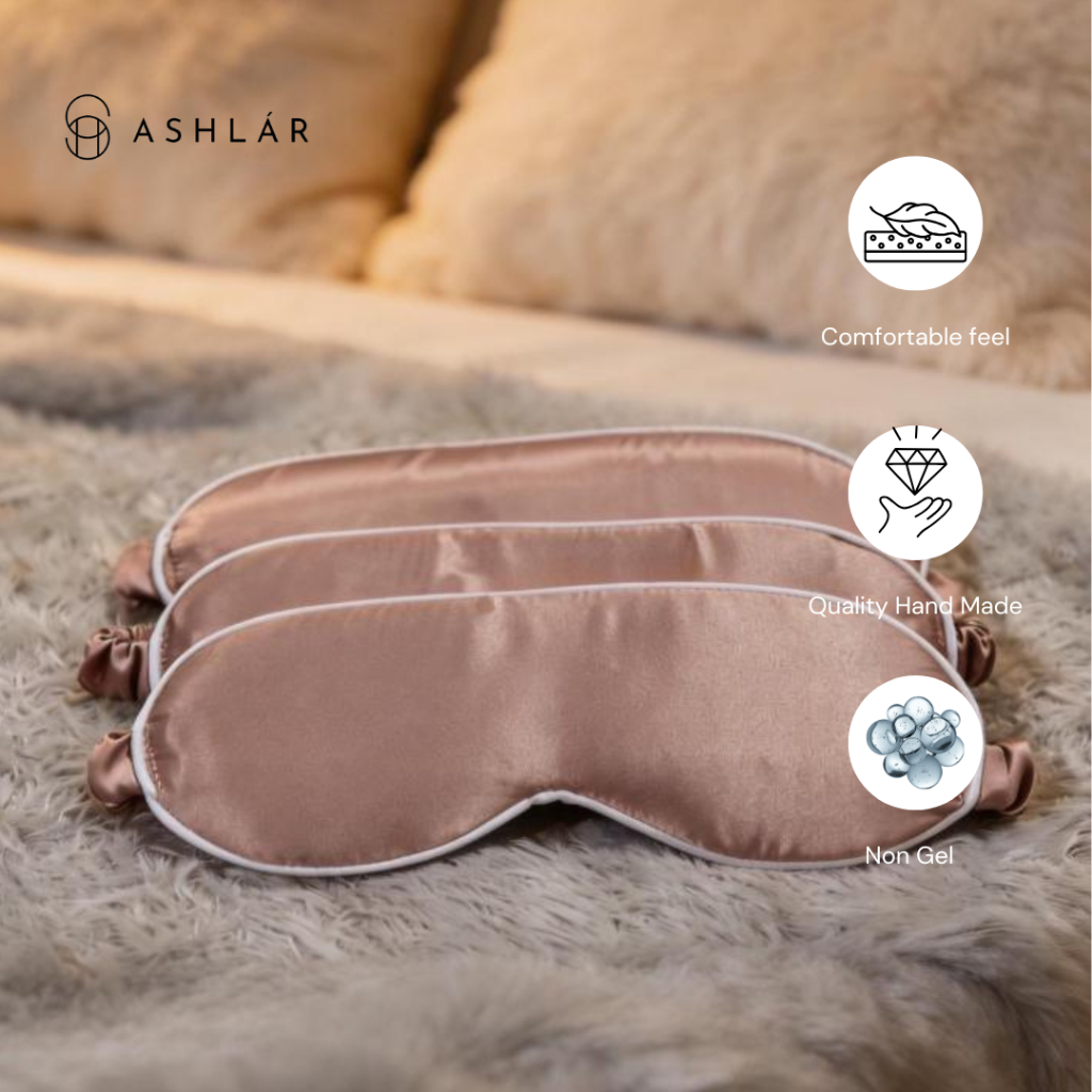 MATA ASHLAR Sleep Eye Mask Pink Nude Eye Mask สําหรับนอนผ้าไหมและวัสดุเรยอน