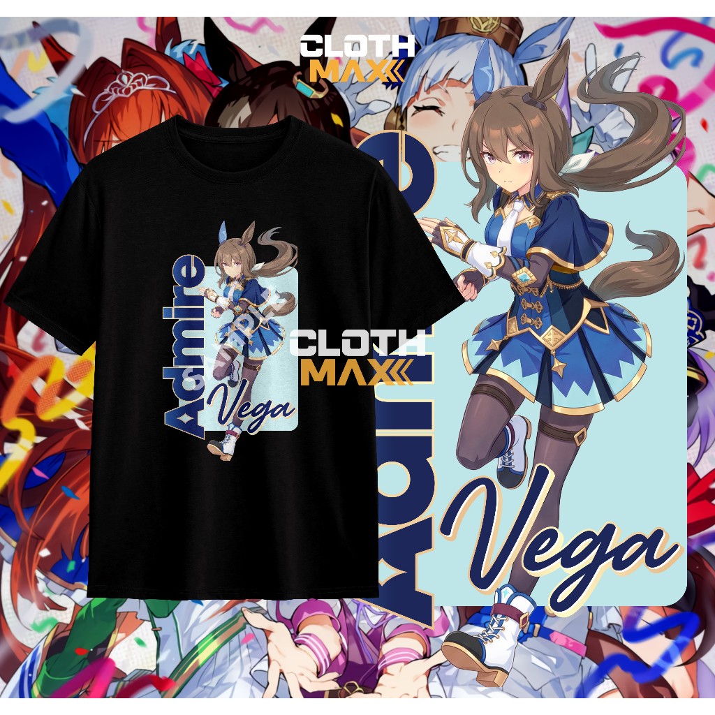 เสื้อยืดผู้ใหญ่ Uma Musume Tshirt Admire Vega Pretty Derby Game Premium Mihono Bourbon Unisex
