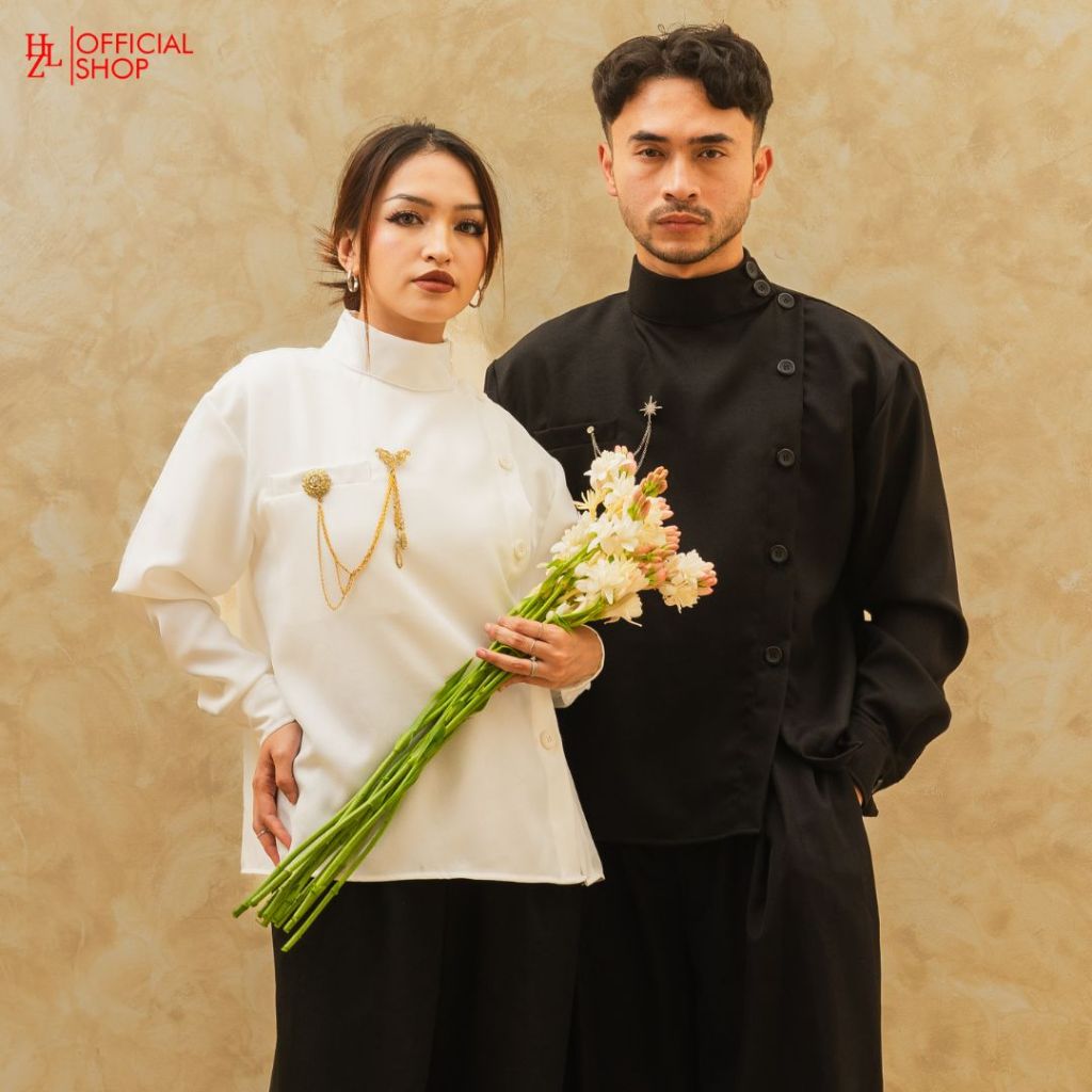 KEMEJA HZL – Modern Beskap Shirt High Neck Shirt Unisex Size M-XL (ผู้ชายและผู้หญิง) ราคา ถูกที่สุด ดีลบีเคเค แกลเลอรีภาพที่ 4